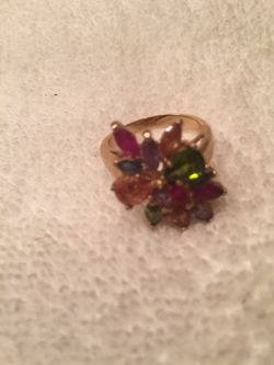 Gold plated multi stone size 7 ring