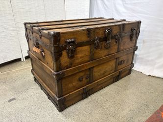 Antique Flat-Top Steamer Trunk