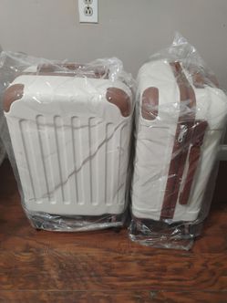 20 " White Hard Shell Luggage Set with Brown Trim $35 each