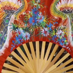 Oriental SILK HANDPAINTED WALL FAN 3FEET WIDE