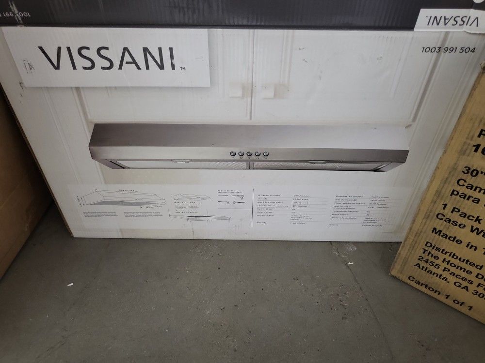 Vissani 30inch Stainless Steel Range Hood With 2 Lights