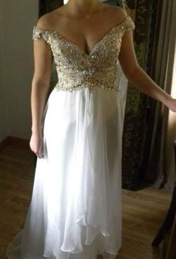Elegant gold and white gown