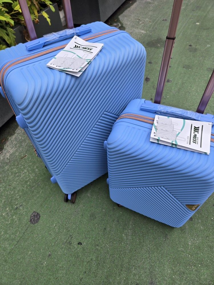 Travel Suitcase 2 Pc. Set 20" Carry On And 24" Good For 50  Pounds   8 Wheels Spinner Hard Shell New With Tags Tsa Lock Extra Lightweight Expandable W