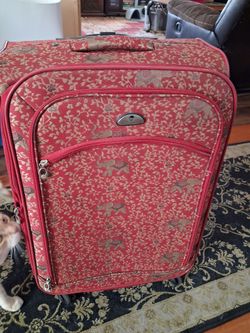 red American Flyer Budapest suitcase