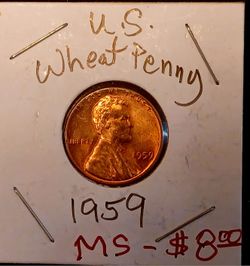 $8 - US 1959 Wheat Penny, Uncirculated