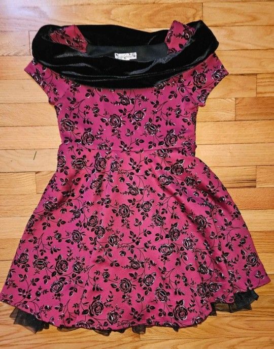 Worn Once Girls Size 12, Maroon/Black, Holiday Dress