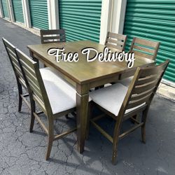 Dining Set Table 4 Chairs and Bench Counter Hight See all photos and details