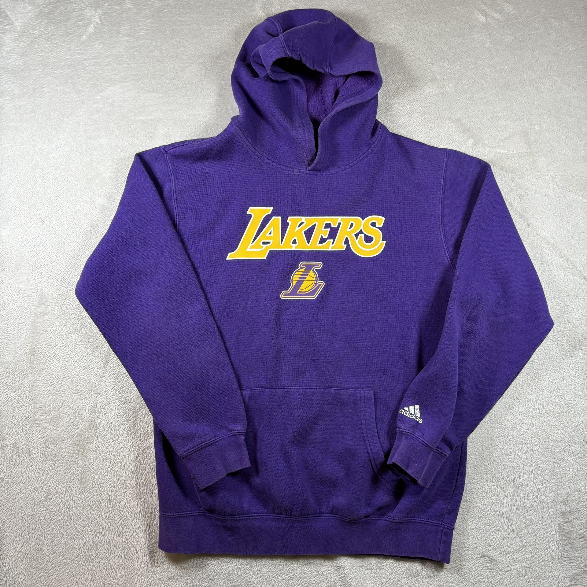 Vintage Los Angeles Lakers NBA Adidas Mens M Purple Hoodie Sweater Y2K #2209