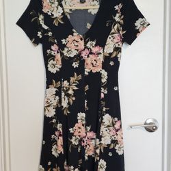 DIP- Black Floral Midi Dress