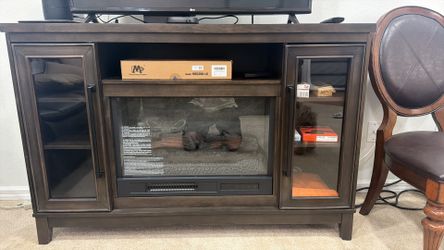 TV media cabinet with fireplace