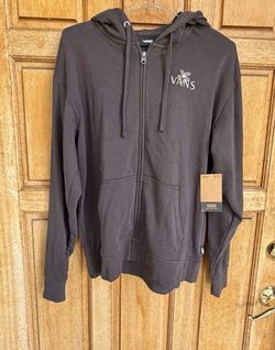Vans Floral Wreath Zip Hoodie Brown Licorice Women Small NWT Full Zip