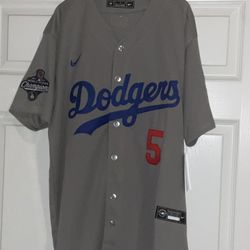 Freddie Freeman #5 Los Angeles Dodgers 2025 World Series Champions  Jersey Stitched Grey Away Jersey Adult Mens Medium New with tags 