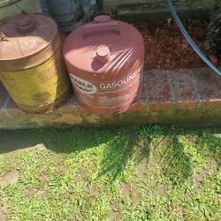 Garden art vintage fuel cans