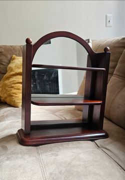 Mahogany Wooden Mirrored Shelf