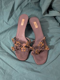 Prada Floral Embellished Flat Sandals