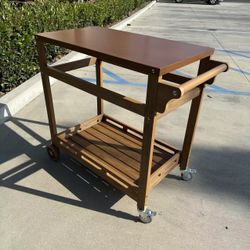 New In Box Stainless Steel Top Commercial Grade Rolling Serving Catering Grill Side Push Cart With Locking Wheels 