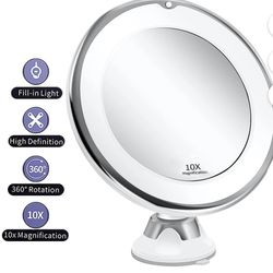 10x Magnifying Lighted Makeup Mirror with 360° Rotation
