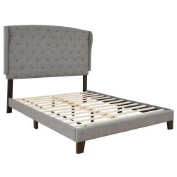 Gray king size bed frame