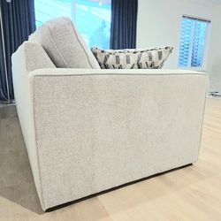 LIVING SPACES: Monterey Beige /Grey Fabric Sectional 107"