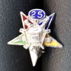 25 Years Eastern star Pin Sterling 