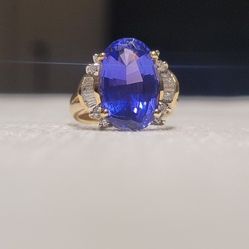 14K Gold Tanzanite Diamond Ring 