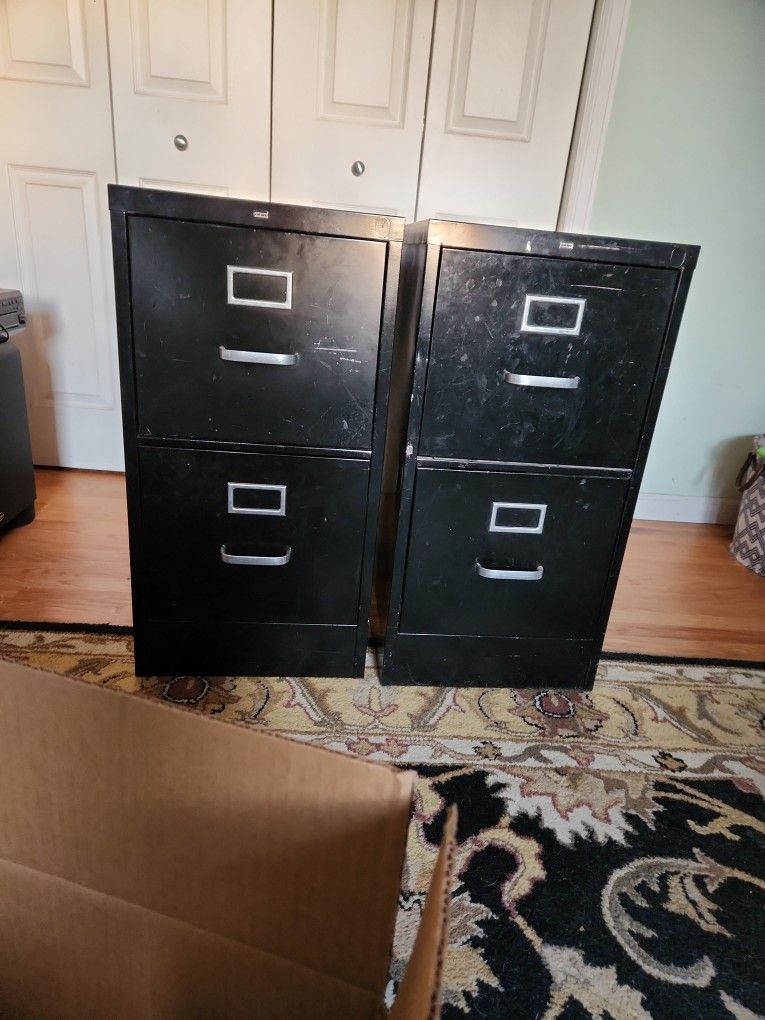 2 Black Hon Metal Filing Cabinets