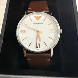 Emporio Armani Watch Brown Leather Strap