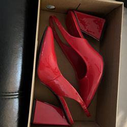 Barl Ill Arricap Red Patent Leather Sling Back Pointed Toed Heels Size 6M NWB