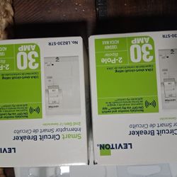 2 X New Leviton 30amp LB230-STR Smart Circuit Breakers