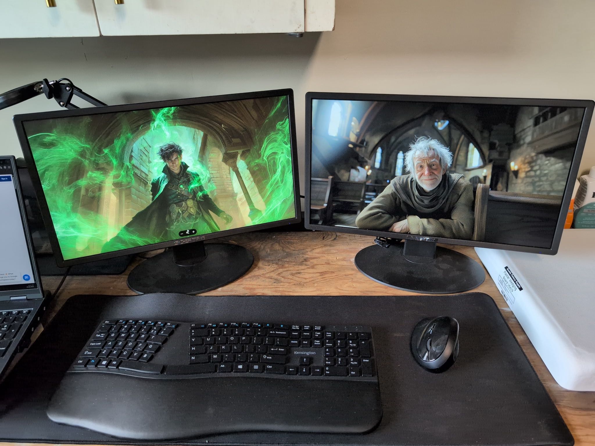 Computer Monitors, Pad, Keyboard And Mouse
