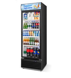 Commercial Beverage Refrigerator, 24 Inch Beverage Fridge, 15 Cu. Ft. Drink Fridge, Display Refrigerator Glass Door, Commercial Display Fridge with Cu