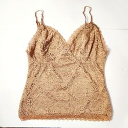 Zenobia Women's Brown Lace Cami Top Size: 1XL 