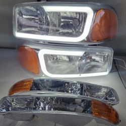 99-06 Gmc Sierra Yukon LED DRL Headlights Luces Micas Calaveras Faros Faroles 