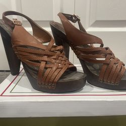 Brown Wooden Strappy Sandals