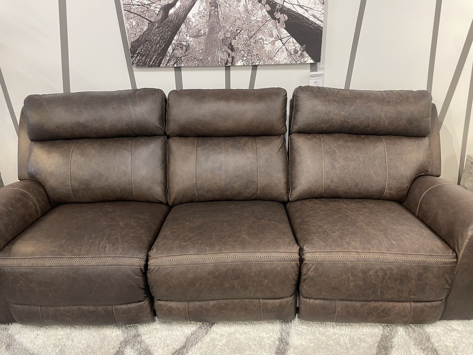 Brown Leather Reclining Sofa