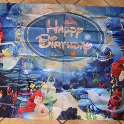 Ariel Birthday Party Supplies Backdrop Background 5x3ft 