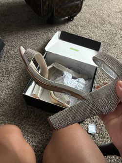 Silver sparkly heels