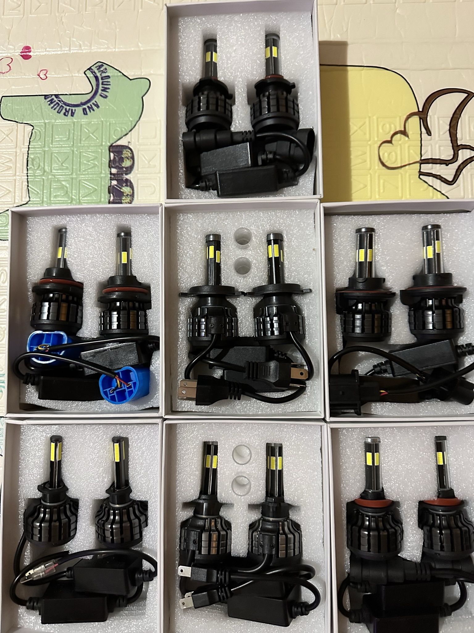 9004 LED Headlight Bulbs,9004/HB1 Hi/Lo Beam LED Headlight Bulb 6500k 9004 LED Bulb Cool White luces 