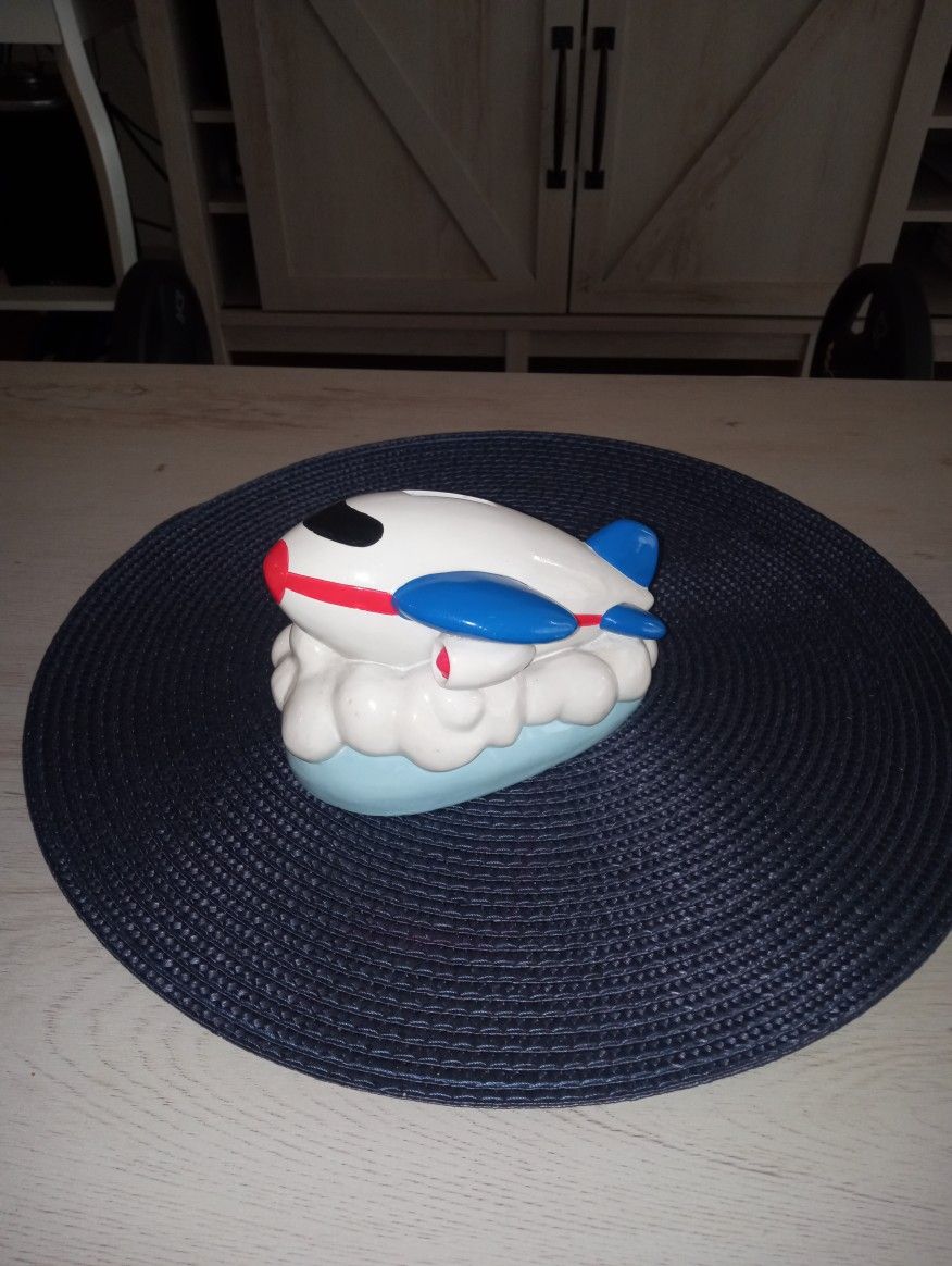 Ceramic Airplane Coin Bank