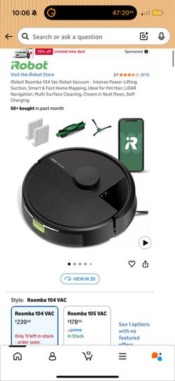 iRobot Roomba 104 Vac Robot Vacuum