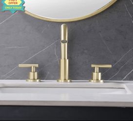 Widespread Bathroom Faucet with Dual Handles Solid Brass Sink Mixer Tap (19)