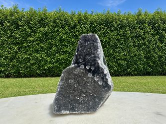Standing Dark Amethyst Cluster | Stepped Black Druzy