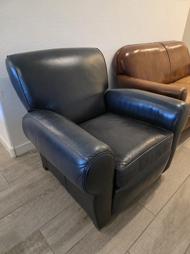Navy Blue LEATHER recliner
