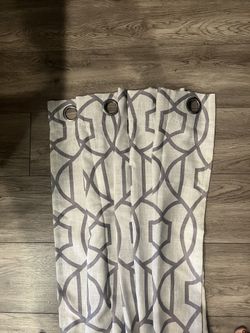 Elegant gray and white patterned curtain 96 inches