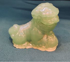 Vintage Carved green resin Foo Dog figurine