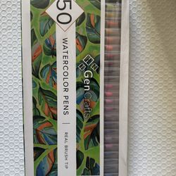 GenCrafts Watercolor Brush Pens – Set of 50 Premium Colors – Real Brush Tips – Washable & Nontoxic Markers – Portable Painting Set