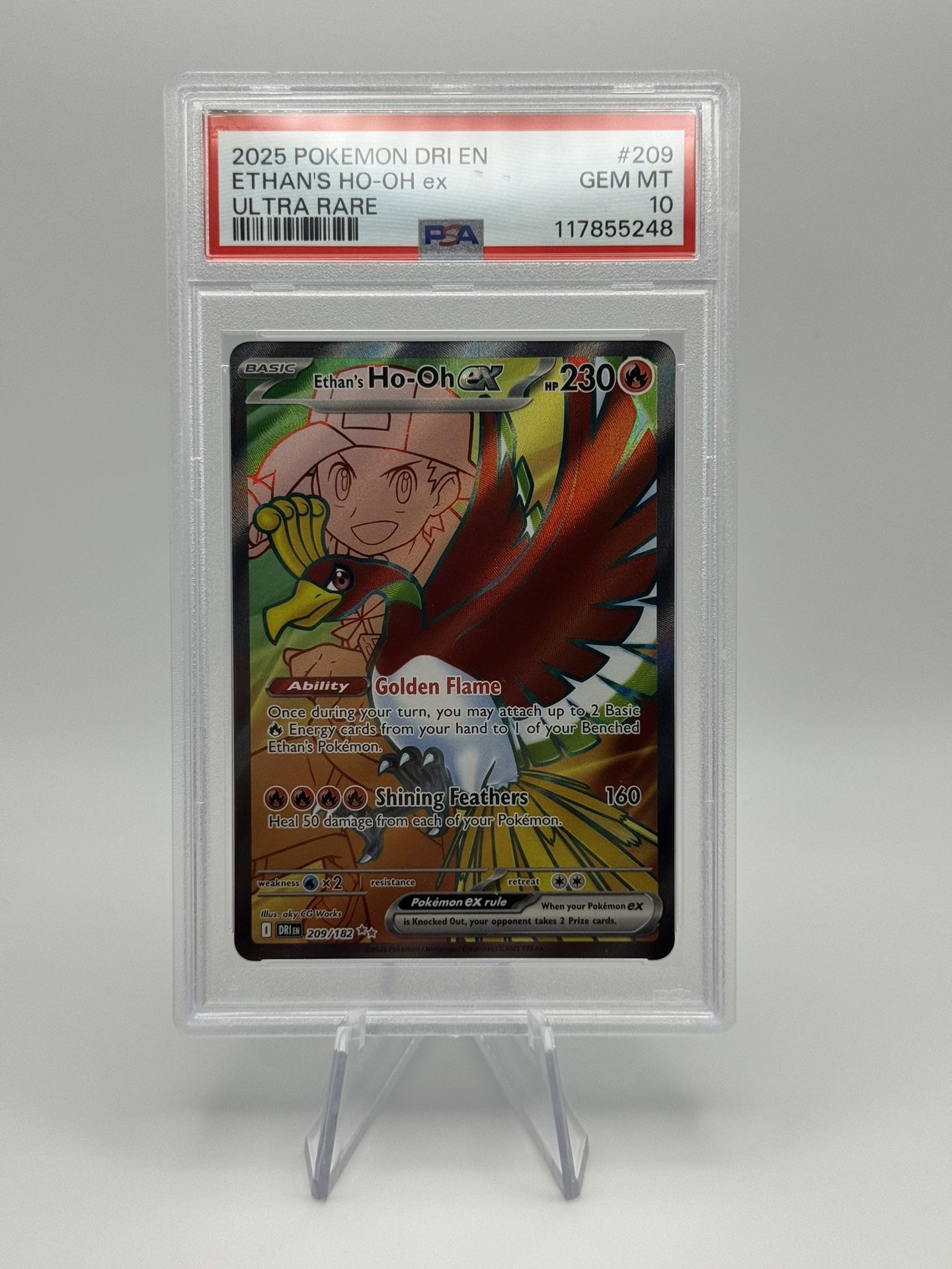 2025 POKEMON DRI EN-DESTINED RIVALS ULTRA RARE #209 ETHAN'S HO-OH EX PSA 10