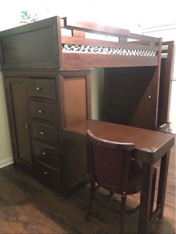 Twin Loft Bed with Desk and Storage