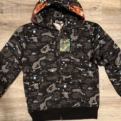 BAPE Space Camo Tiger Full Zip Hoodie Black