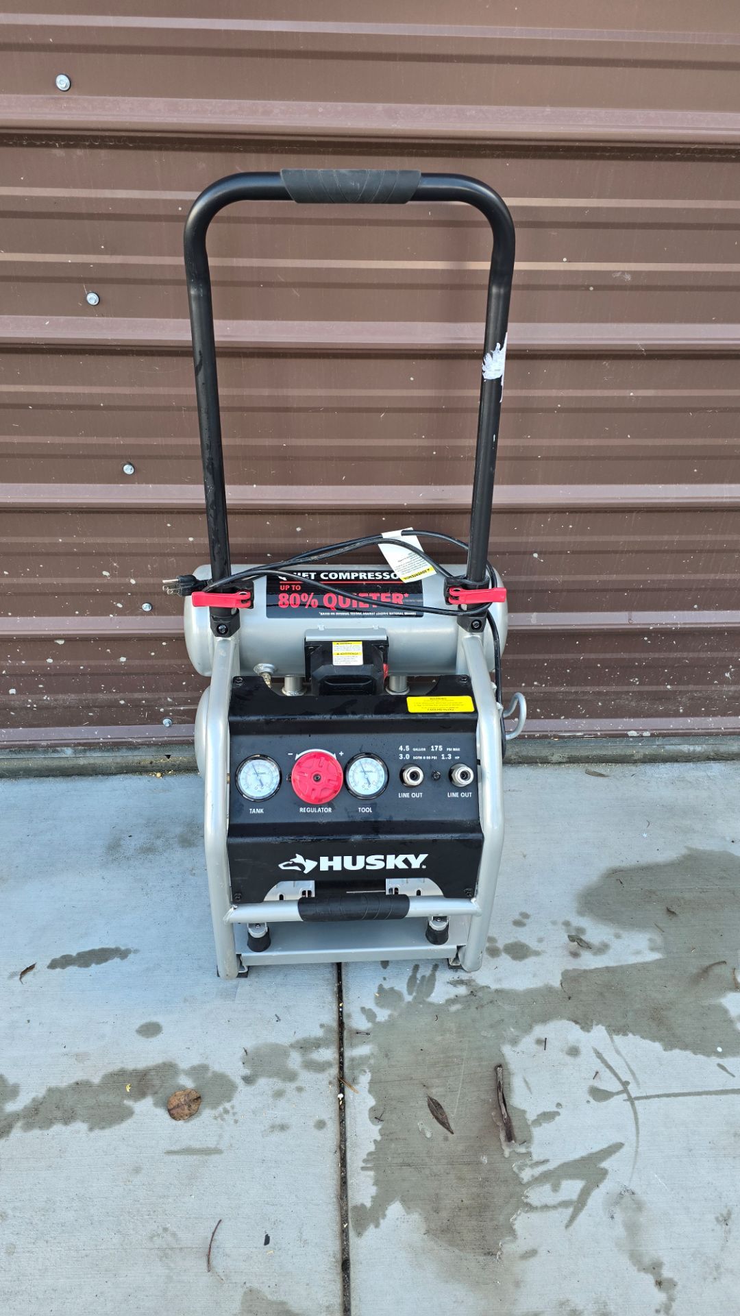 Husky 4.5g Portable Electric Quiet Twin Stack Jobsite Air Compressor